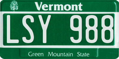 VT license plate LSY988