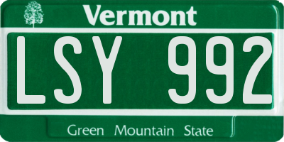 VT license plate LSY992