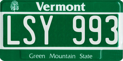 VT license plate LSY993