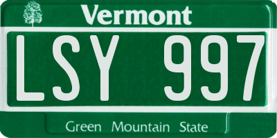 VT license plate LSY997