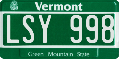 VT license plate LSY998