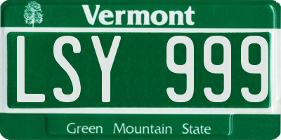 VT license plate LSY999