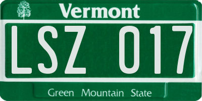 VT license plate LSZ017
