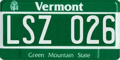 VT license plate LSZ026