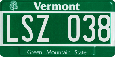 VT license plate LSZ038
