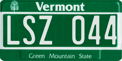 VT license plate LSZ044