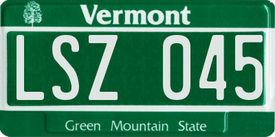 VT license plate LSZ045