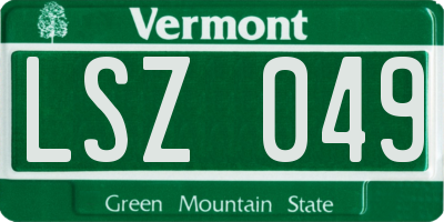 VT license plate LSZ049