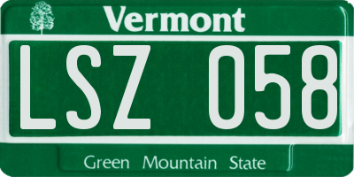 VT license plate LSZ058