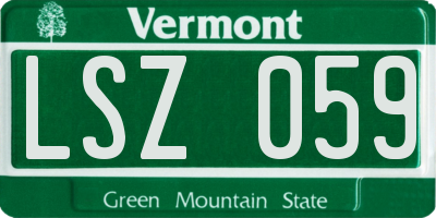 VT license plate LSZ059