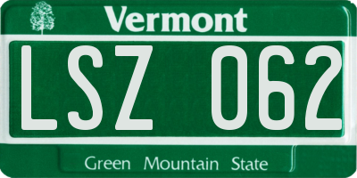 VT license plate LSZ062
