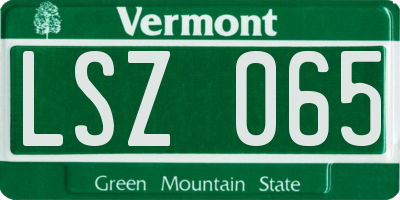 VT license plate LSZ065