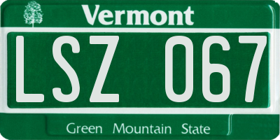 VT license plate LSZ067