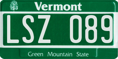 VT license plate LSZ089