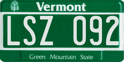 VT license plate LSZ092