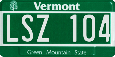 VT license plate LSZ104