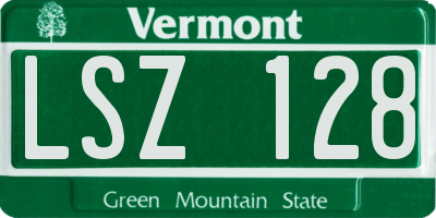 VT license plate LSZ128