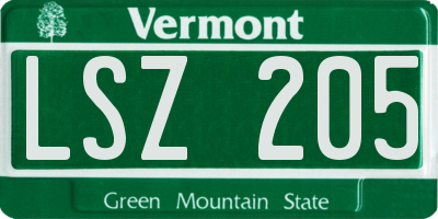 VT license plate LSZ205