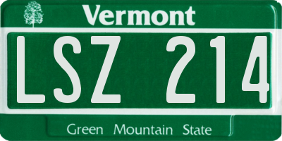 VT license plate LSZ214
