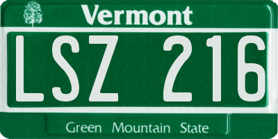 VT license plate LSZ216