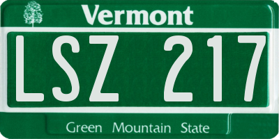 VT license plate LSZ217