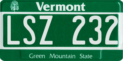 VT license plate LSZ232