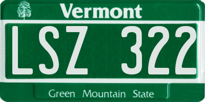 VT license plate LSZ322