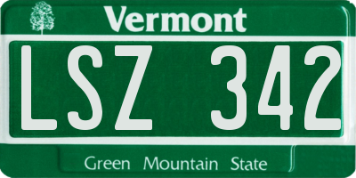 VT license plate LSZ342