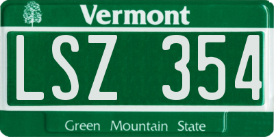 VT license plate LSZ354