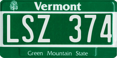 VT license plate LSZ374