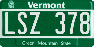 VT license plate LSZ378