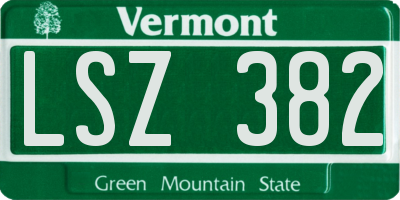 VT license plate LSZ382