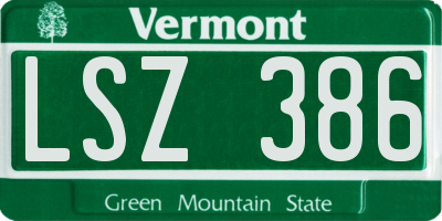 VT license plate LSZ386
