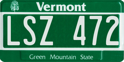 VT license plate LSZ472