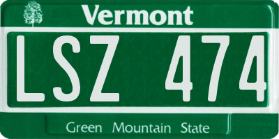VT license plate LSZ474