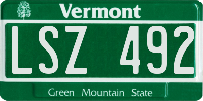 VT license plate LSZ492