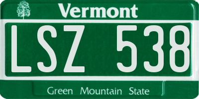 VT license plate LSZ538