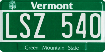 VT license plate LSZ540