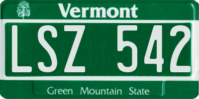 VT license plate LSZ542