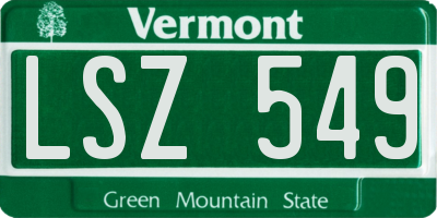 VT license plate LSZ549
