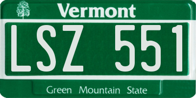 VT license plate LSZ551