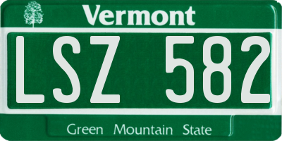 VT license plate LSZ582