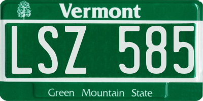 VT license plate LSZ585