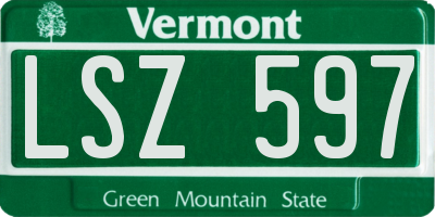 VT license plate LSZ597