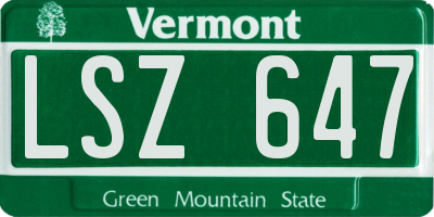 VT license plate LSZ647