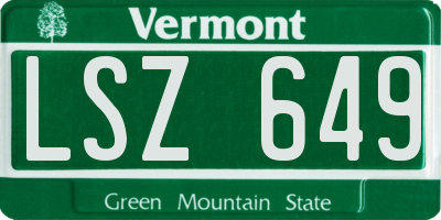 VT license plate LSZ649