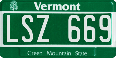 VT license plate LSZ669