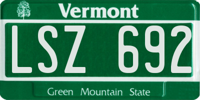 VT license plate LSZ692