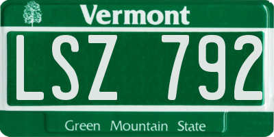 VT license plate LSZ792
