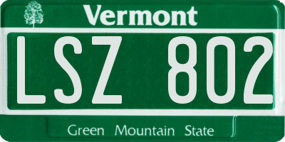 VT license plate LSZ802